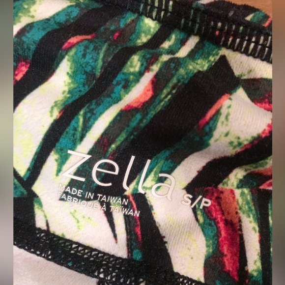 Zella • Cropped Mesh Panel Leggings Tights • Tropical Jungle Print • Sz Small - Picture 5 of 5